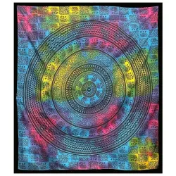 INDYJSKA NARZUTA OBRUS MANDALA na ścianę bawełna ok. 220x240 cm kolory słoń