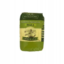Sól KŁODAWSKA jodowana, biała kamienna spożywcza 1000g, 1kg, Sól kuchenna - USZKODZONA