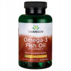 Swanson Omega-3 z Witaminą D3 Olej z ryb EPA DHA Lemon Softgel 60 kapsułek Swanson Omega-3 z Witaminą D3 Olej z ryb EPA DHA Lemon Softgel 60 kapsułek