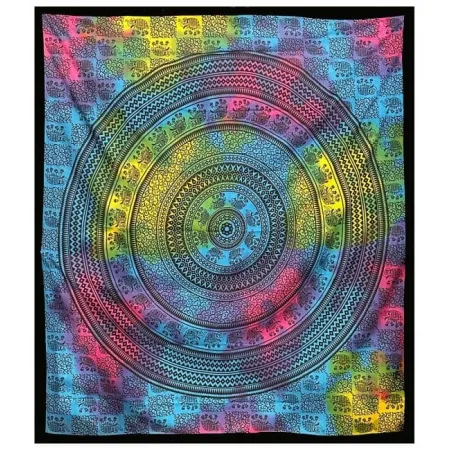 INDYJSKA NARZUTA OBRUS MANDALA na ścianę bawełna ok. 220x240 cm kolory słoń