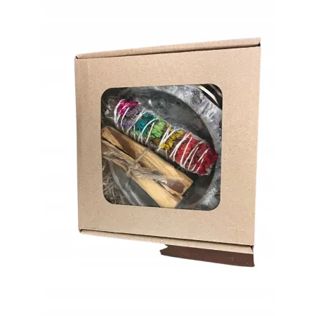 Prezent: Muszla Abalone duża + Palo Santo + Biała szałwia z kwiatami