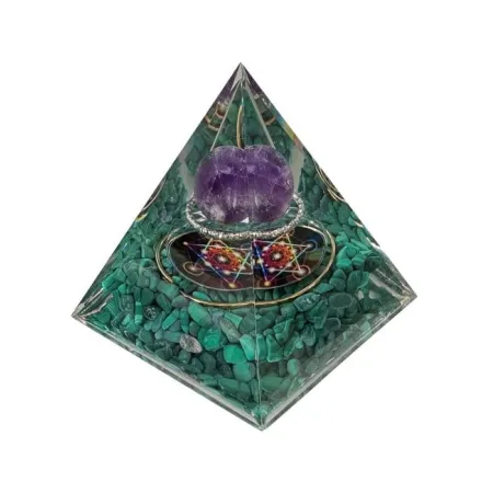 Piramida orgonitowa - Ametyst i malachit Metatron