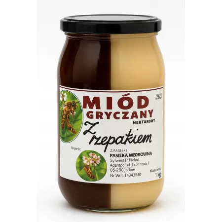 Miód naturalny DUT - Gryczano-Rzepakowy 1kg Gryczany Rzepakowy MIX 2 kolory