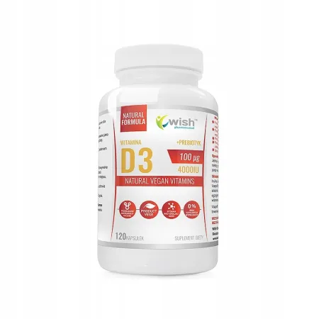 WITAMINA D3 4000IU 100µG 100% WEGAN 120 KAPSUŁEK Wish Pharmaceutical