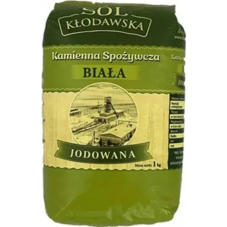 5xSól KŁODAWSKA jodowana, biała kamienna spożywcza 1kg Sól kuchenna (5kg)