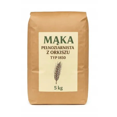 Mąka orkiszowa pełnoziarnista 1850 5kg 5000 g z orkiszu