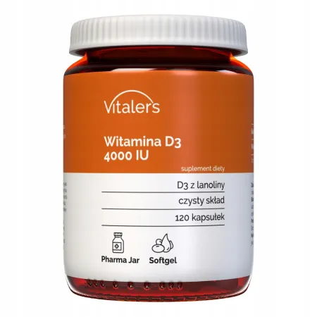 Vitaler's Witamina D3 4000 IU Softgel 120 kapsułek w SZKLANYM opakowaniu