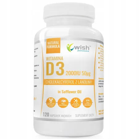 Witamina D3 2000IU Suplement diety Wish Pharmaceutical kapsułki 120 szt.