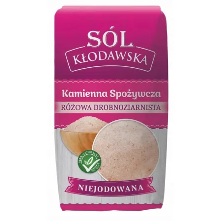 Sól kamienna kłodawska różowa drobnoziarnista 1kg NIEJODOWANA