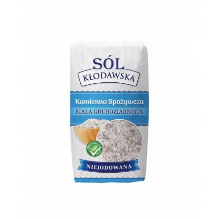 Sól kamienna kłodawska biała gruboziarnista 1kg NIEJODOWANA - USZKODZONA