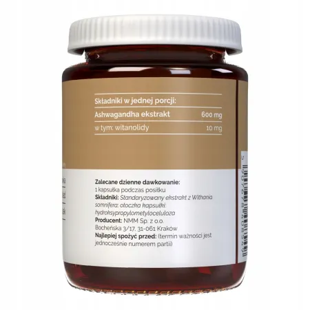 Vitalers Ashwagandha Ekstrakt Withania 600 mg Żeń-szeń Indyjski 60k