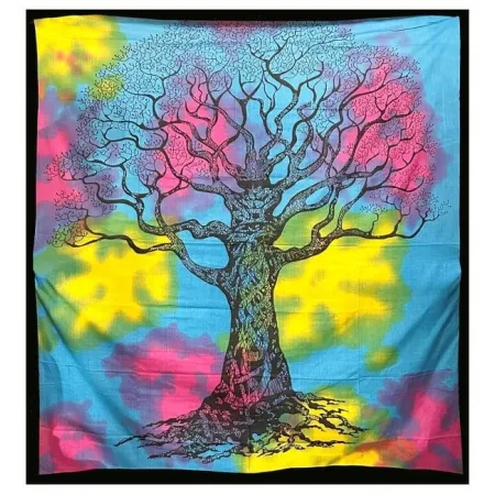 INDYJSKA NARZUTA OBRUS MANDALA na ścianę bawełna ok 220x240 cm drzewo życia