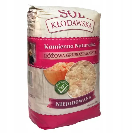 Sól kamienna kłodawska różowa gruboziarnista 1kg NIEJODOWANA