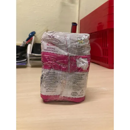 Sól kamienna kłodawska różowa gruboziarnista 1kg NIEJODOWANA - USZKODZONA